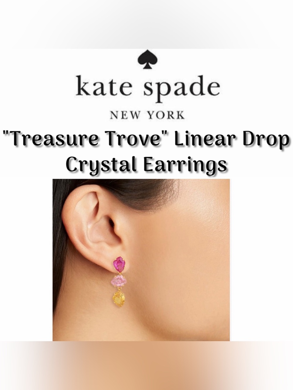Kate Spade -  "Treasure Trove" Linear Drop Crystal Earrings - NEW